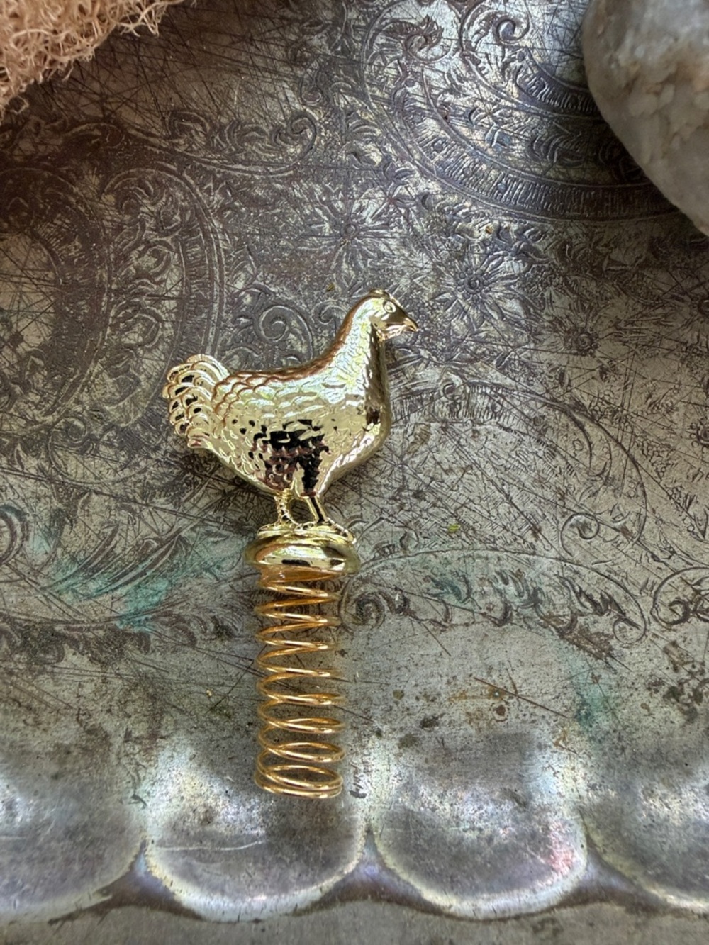 Vintage AJC signed chicken brooch